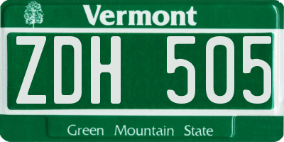 VT license plate ZDH505