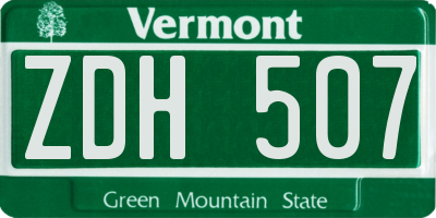VT license plate ZDH507