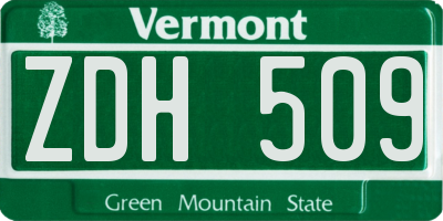 VT license plate ZDH509