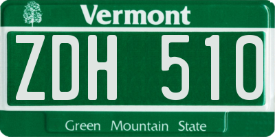 VT license plate ZDH510