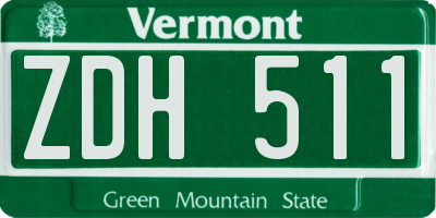 VT license plate ZDH511
