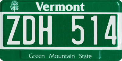 VT license plate ZDH514