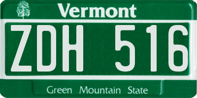 VT license plate ZDH516