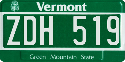 VT license plate ZDH519