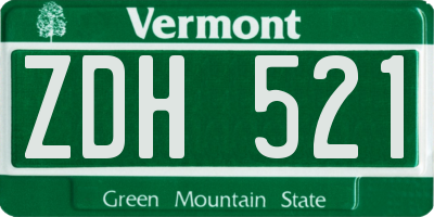 VT license plate ZDH521