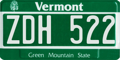 VT license plate ZDH522