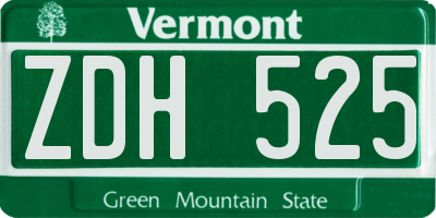 VT license plate ZDH525