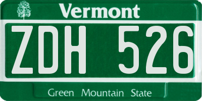VT license plate ZDH526