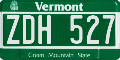 VT license plate ZDH527