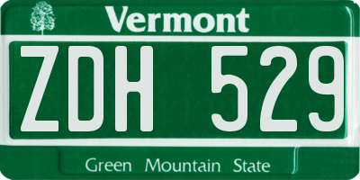 VT license plate ZDH529