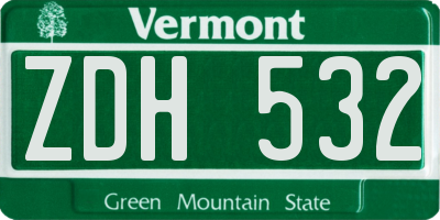 VT license plate ZDH532