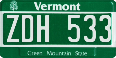 VT license plate ZDH533