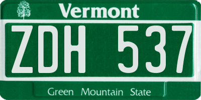 VT license plate ZDH537