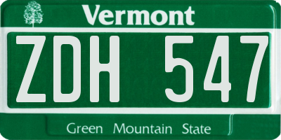 VT license plate ZDH547