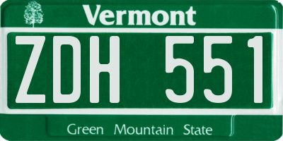 VT license plate ZDH551