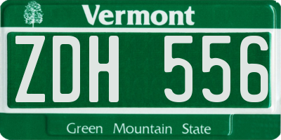 VT license plate ZDH556