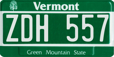 VT license plate ZDH557