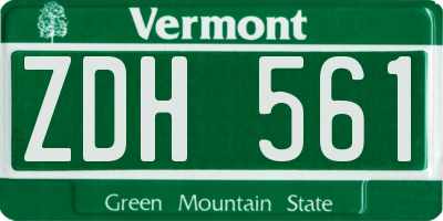 VT license plate ZDH561