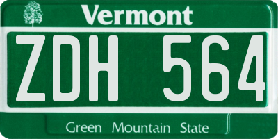 VT license plate ZDH564