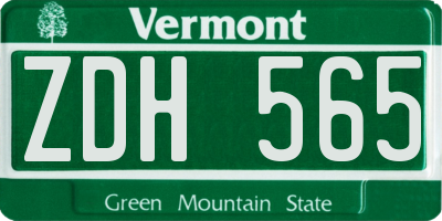 VT license plate ZDH565