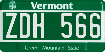 VT license plate ZDH566