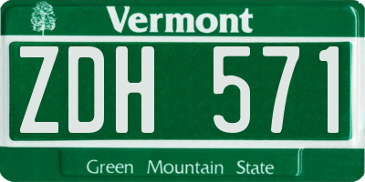 VT license plate ZDH571