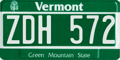 VT license plate ZDH572