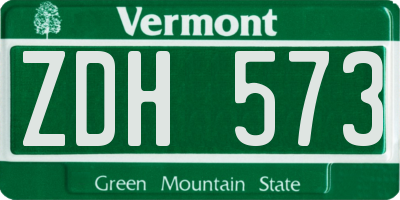 VT license plate ZDH573