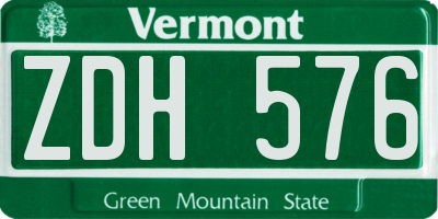 VT license plate ZDH576