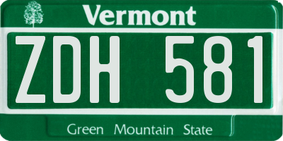 VT license plate ZDH581