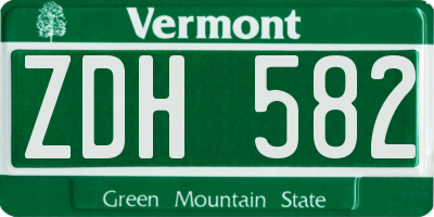VT license plate ZDH582