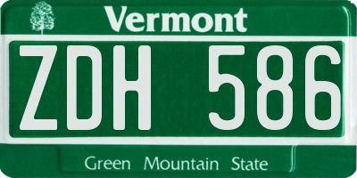 VT license plate ZDH586