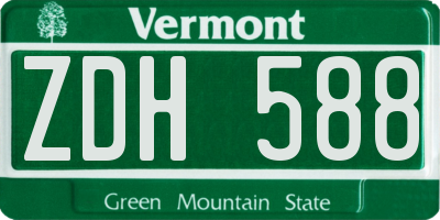 VT license plate ZDH588