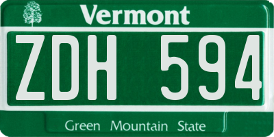 VT license plate ZDH594