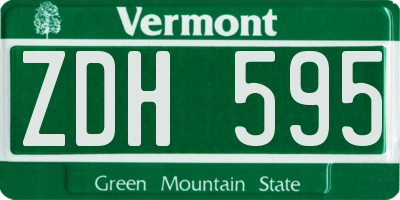 VT license plate ZDH595