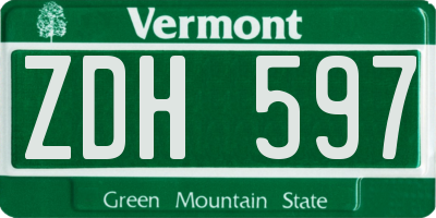 VT license plate ZDH597