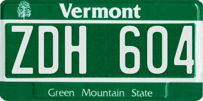 VT license plate ZDH604