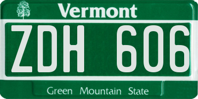 VT license plate ZDH606
