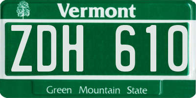 VT license plate ZDH610