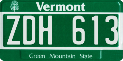 VT license plate ZDH613