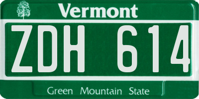 VT license plate ZDH614
