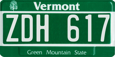 VT license plate ZDH617
