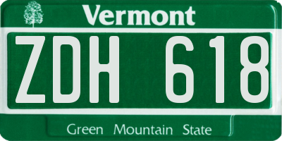 VT license plate ZDH618