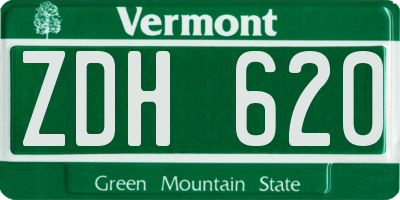 VT license plate ZDH620
