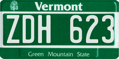 VT license plate ZDH623