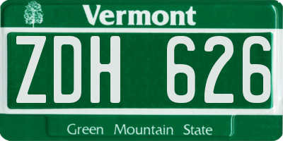 VT license plate ZDH626