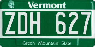 VT license plate ZDH627