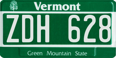 VT license plate ZDH628