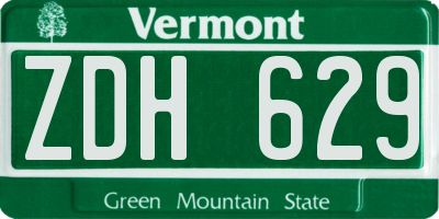 VT license plate ZDH629