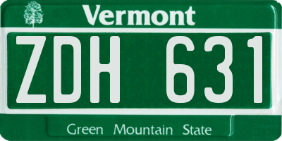 VT license plate ZDH631